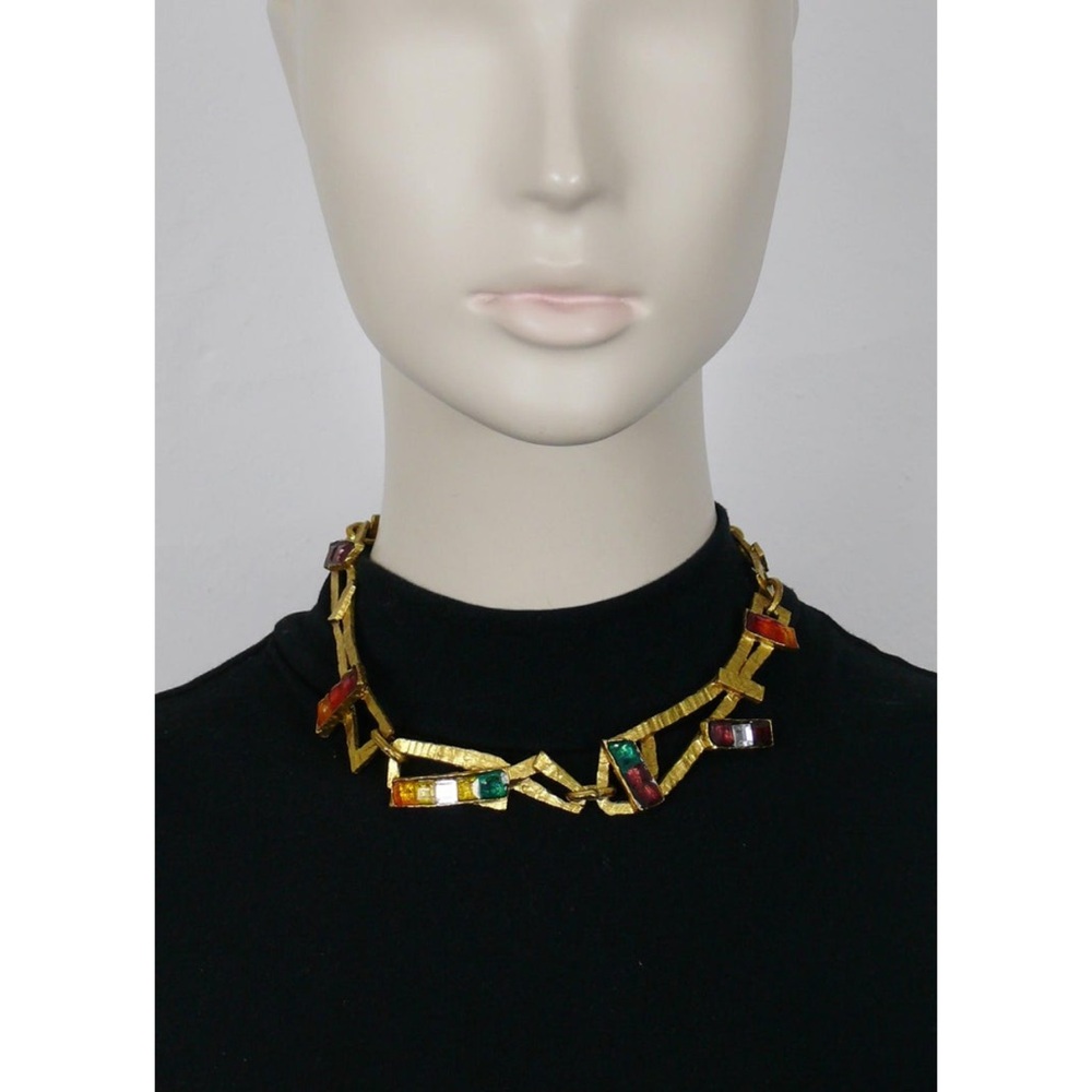 Vintage Christian Lacroix Colorful Gold-Tone Necklace and Clip-On Earrings Set - Picture 12 of 12